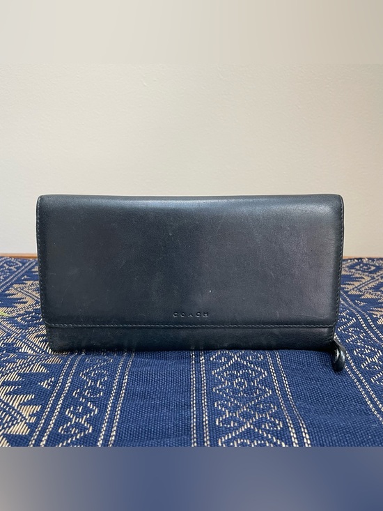 Coach Handbags - VTG Coach Legacy Soft Black Leather Trifold Long Wallet Flap Closure Zip Around